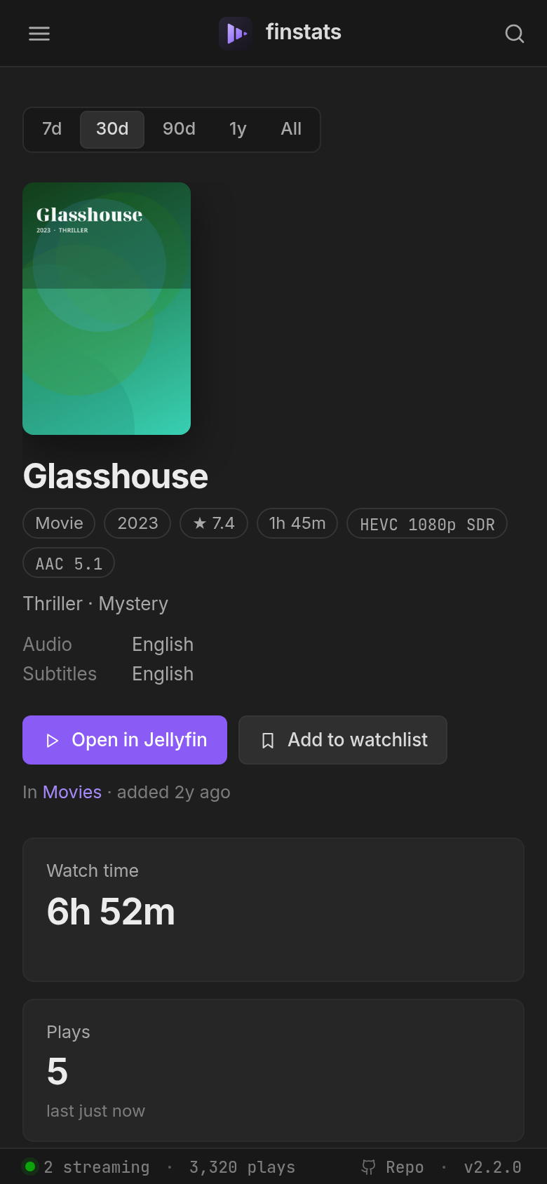 The peek menu on a phone