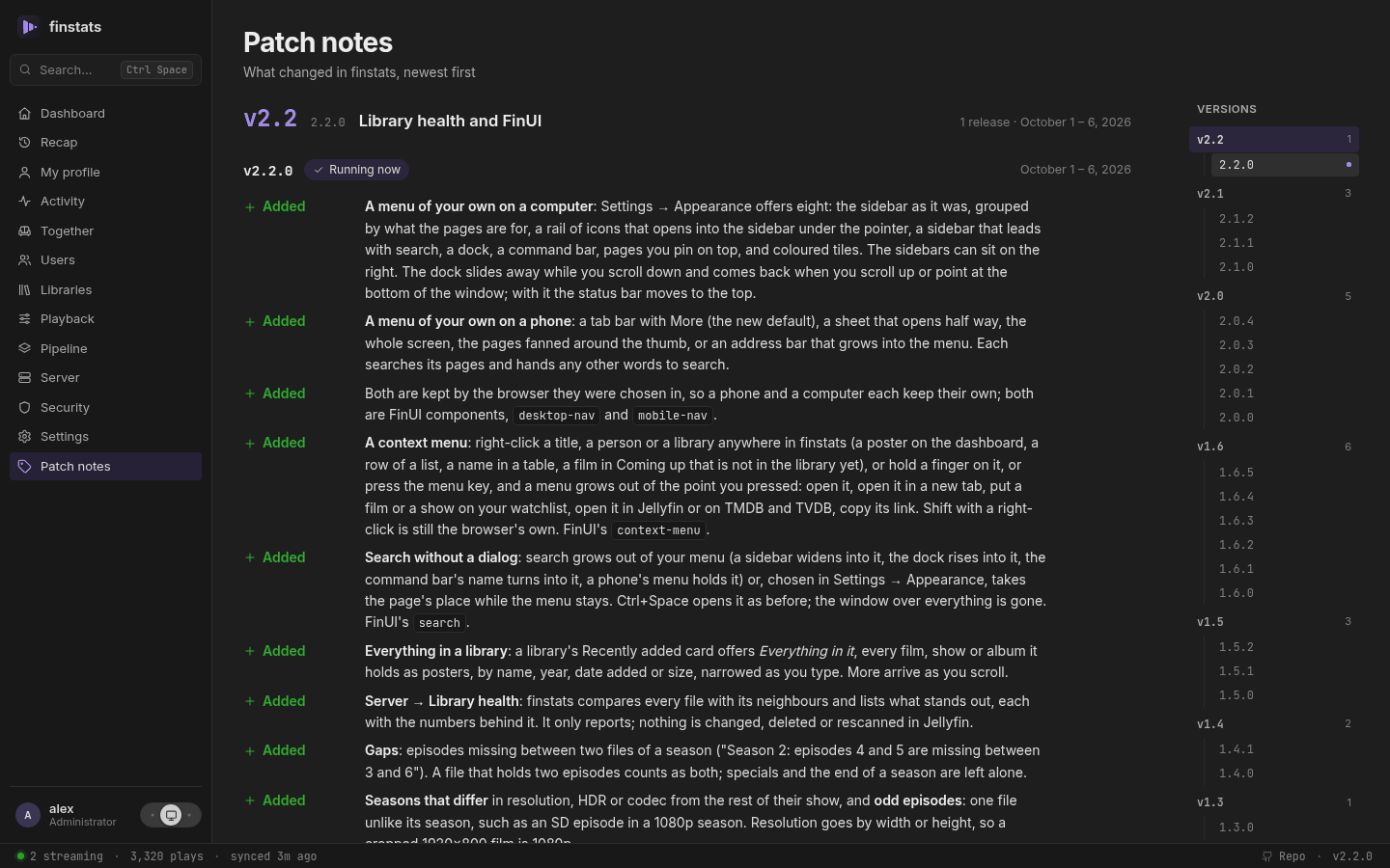 Patch notes, on a desktop