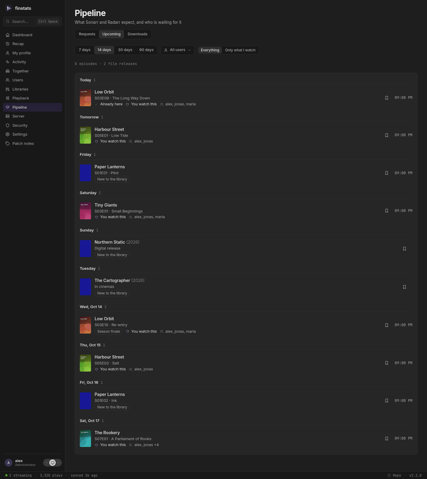 Pipeline: upcoming, on a desktop