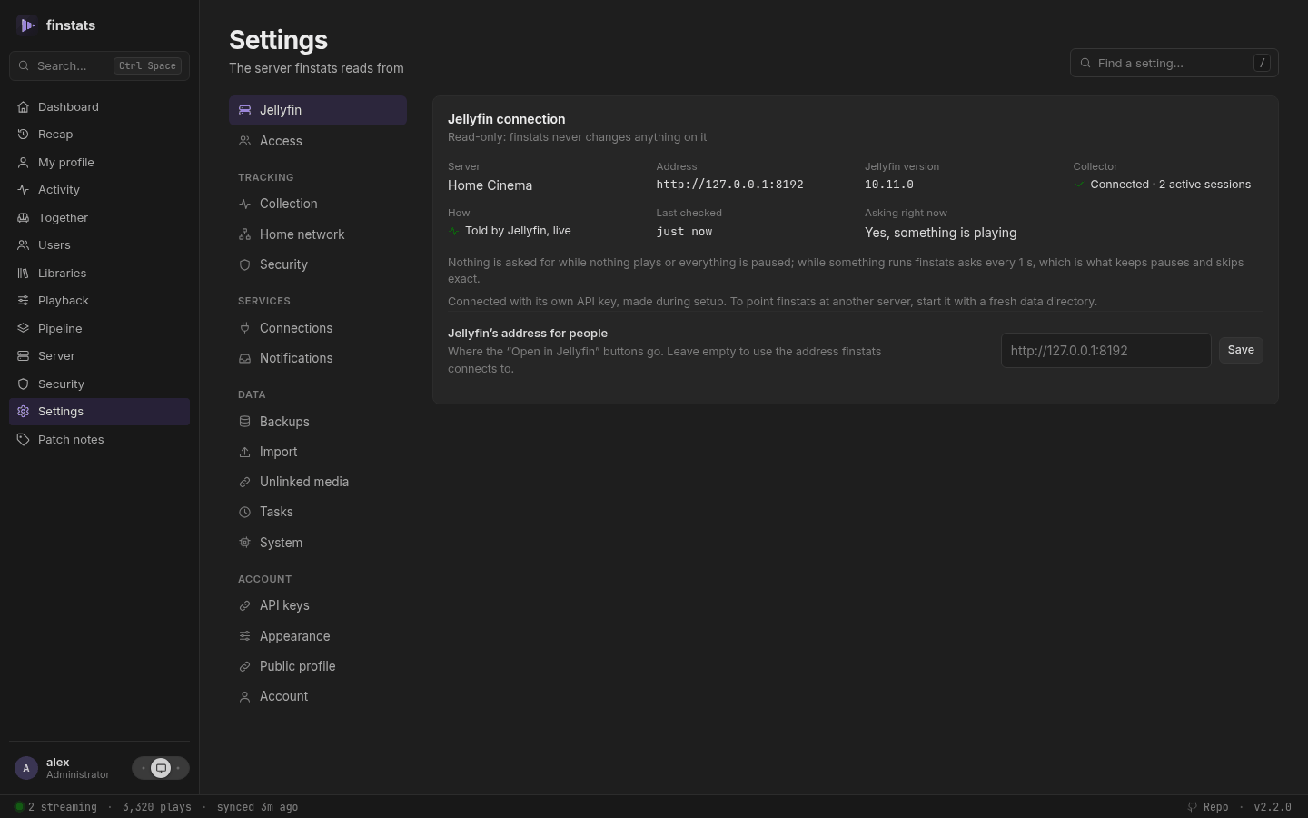Settings, on a desktop